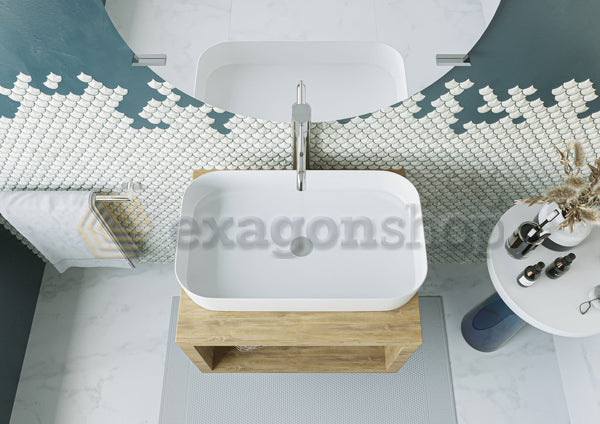 Mobile bagno Rovere Farnia 60x50 Thema con Lavabo rettangolare in ceramica