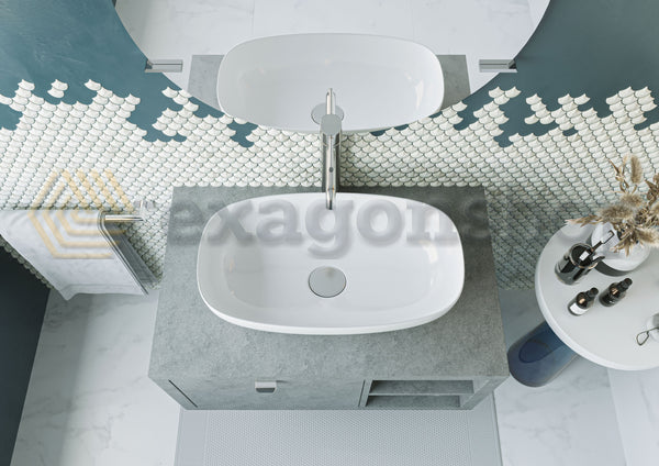 Mobile bagno 80x50 Grigio Cielo Thema con cassetto vano e lavabo