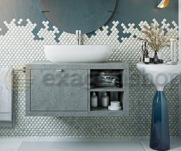 Mobile bagno 80x50 Grigio Cielo Thema con cassetto vano e lavabo