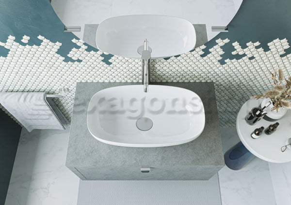 Mobile bagno 80x50 Thema Grigio Cielo un cassetto e Lavabo da appoggio