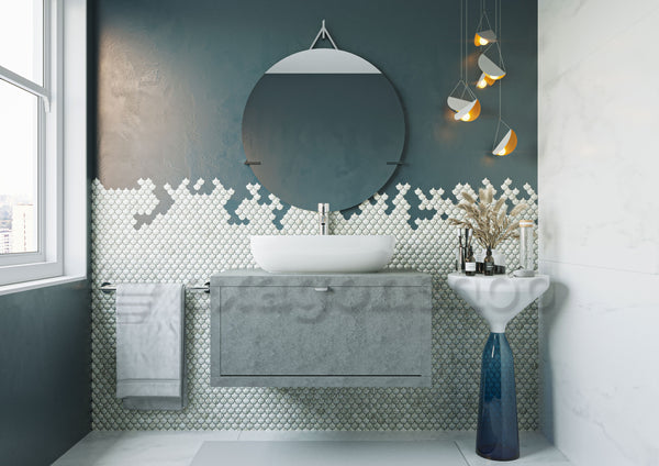 Mobile bagno 80x50 Thema Grigio Cielo un cassetto e Lavabo da appoggio