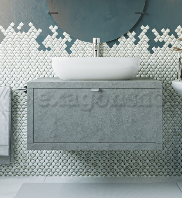 Mobile bagno 80x50 Thema Grigio Cielo un cassetto e Lavabo da appoggio