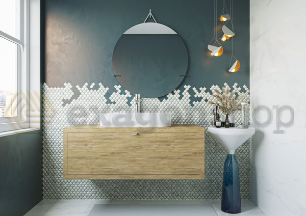 Mobile bagno 110x50 Thema Rovere farnia con Lavabo in ceramica