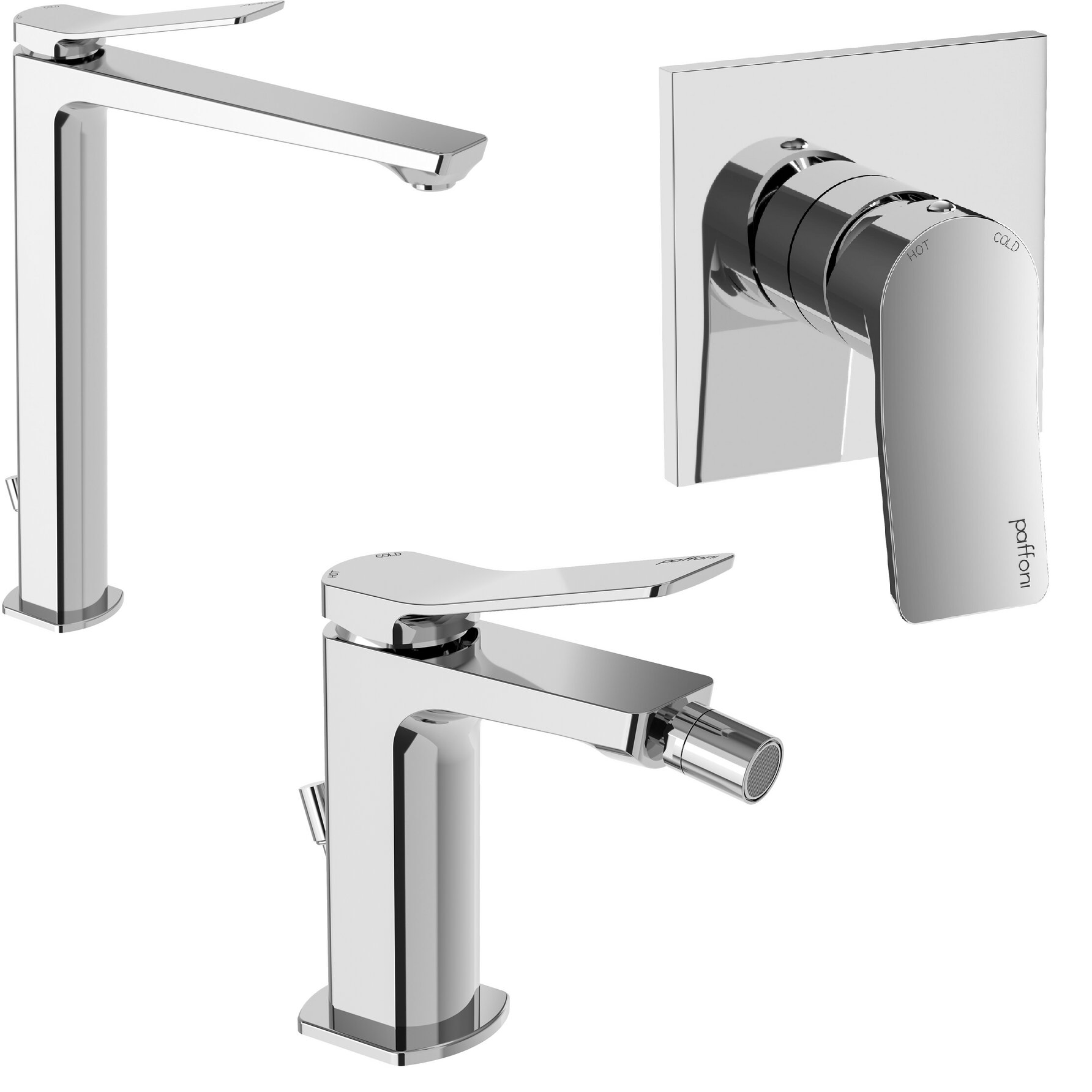 Paffoni tilt set miscelatori lavabo bidet con scarico automatico e doccia incasso 1 uscita cromo