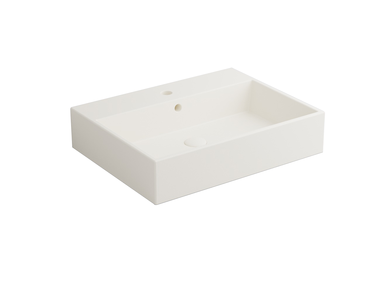 Cielo Smile lavabo 60x46 monoforo rettangolare sospeso o da appoggio con troppo pieno in ceramica talco