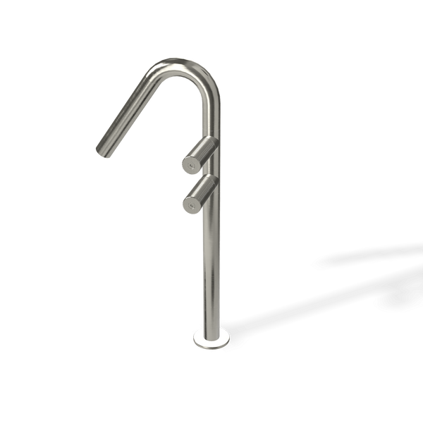 Treemme 22mm miscelatore lavabo alto monoforo con canna ad ombrello inox satinato