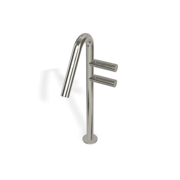Treemme 22mm miscelatore lavabo alto monoforo con canna ad ombrello inox satinato