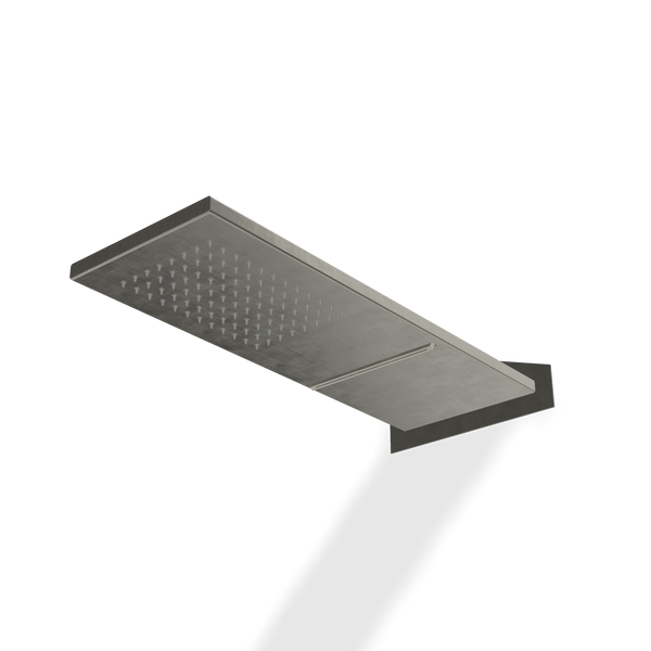 Treemme soffione doccia 74x17 rettangolare a parete con cascata e pioggia inox satinato