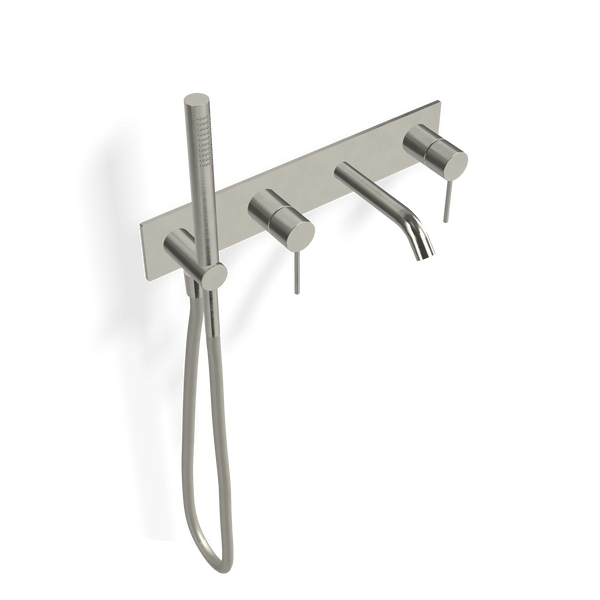 Treemme 40mm miscelatore vasca monocomando a muro con doccetta e bocca senza parte incasso inox satinato