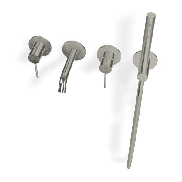 Treemme 40mm RWIT13D8IS04 miscelatore vasca a muro con bocca e doccetta senza parte incasso inox satinato