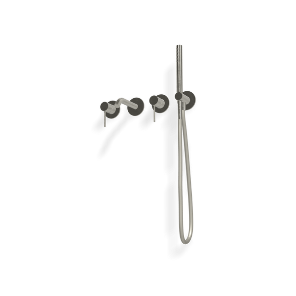 Treemme 40mm RWIT13D8IS04 miscelatore vasca a muro con bocca e doccetta senza parte incasso inox satinato