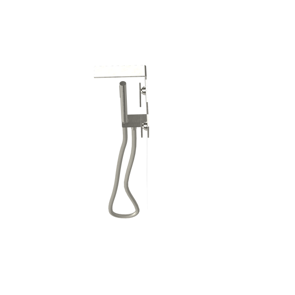 Treemme 5mm miscelatore vasca a muro quadro monocomando con doccetta e flessibile senza parte incasso inox satinato