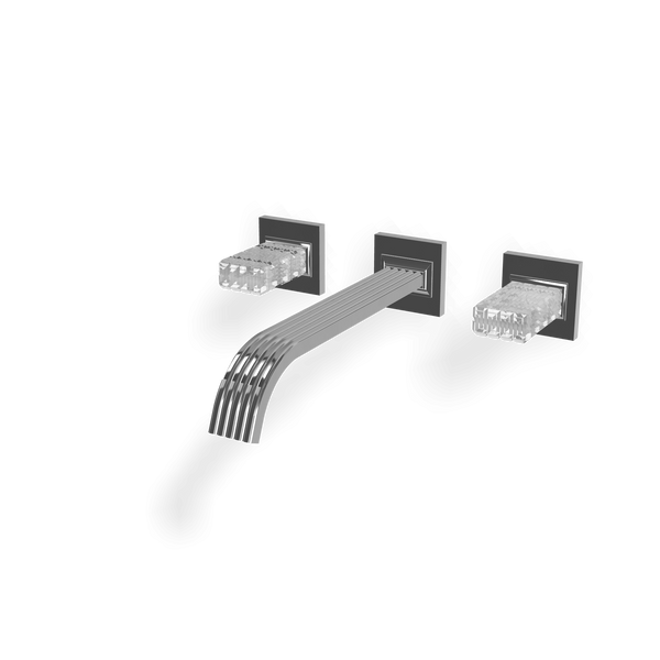 Treemme Kea RWIT7A60CCRO gruppo lavabo a muro 240mm con maniglie in cristallo trasparente senza parte incasso cromo