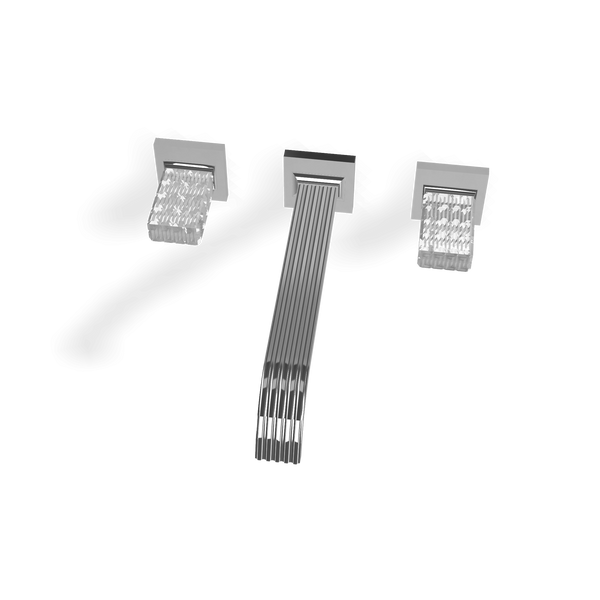 Treemme Kea RWIT7A60CCRO gruppo lavabo a muro 240mm con maniglie in cristallo trasparente senza parte incasso cromo