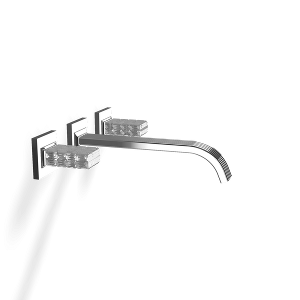 Treemme Kea RWIT7A60CCRO gruppo lavabo a muro 240mm con maniglie in cristallo trasparente senza parte incasso cromo