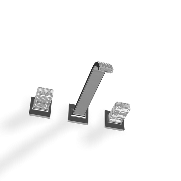 Treemme Kea RWIT7A60CCRO gruppo lavabo a muro 240mm con maniglie in cristallo trasparente senza parte incasso cromo