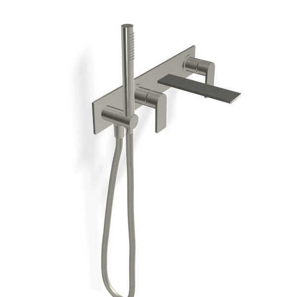 Treemme 3.6 RWIT9AD7IS03 miscelatore vasca a muro con bocca e doccetta con maniglia a leva senza parte incasso inox satinato