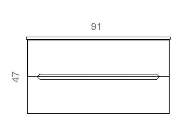 Mobile bagno rovere 90x46 cannettato Urbino due cassetti con lavabo in ceramica