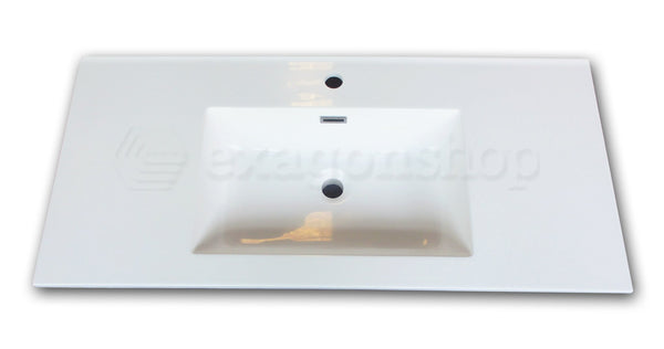 Mobile bagno grigio 100x46 cannettato Urbino 2.0 con lavabo in resina e due cassetti