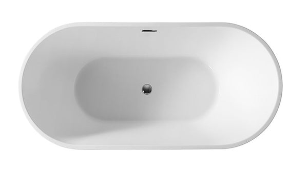 Vasca 170x80 Brooklyn freestanding in acrilico bianco lucido, vista laterale dello spessore e del bordo - Exagonshop