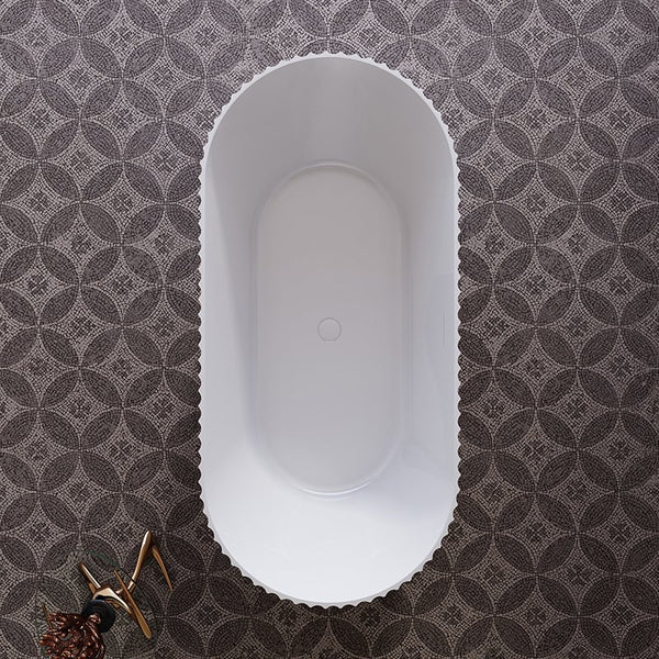 Vasca 170x80 Jeorgia freestanding in acrilico cannettato bianco opaco