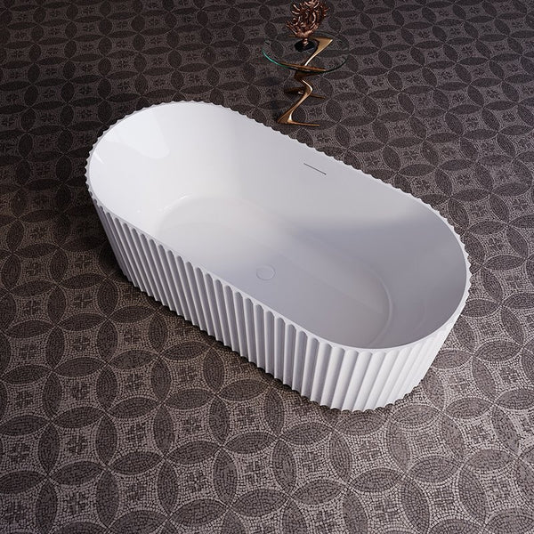 Vasca 170x80 Jeorgia freestanding in acrilico cannettato bianco opaco
