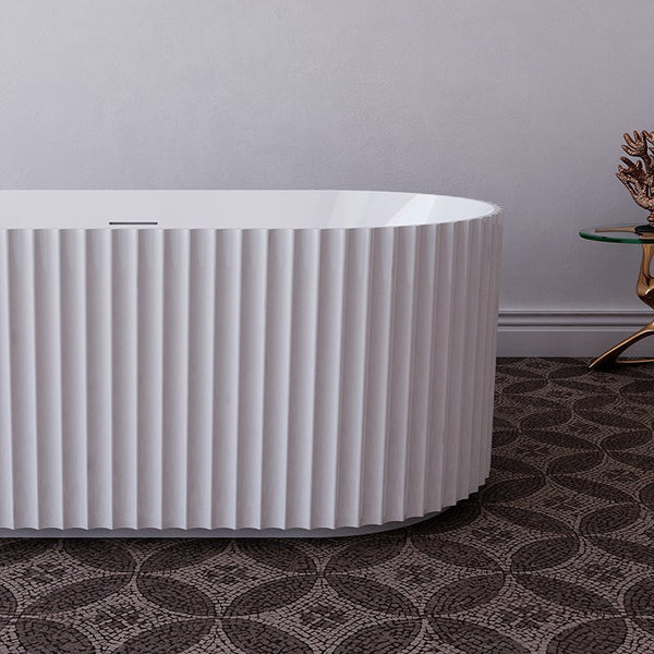 Vasca 170x80 Jeorgia freestanding in acrilico cannettato bianco opaco