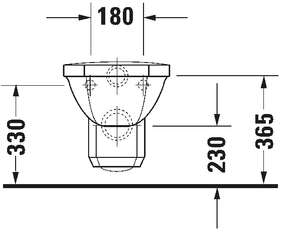 Vaso Sospeso classico a Cacciata senza sedile in ceramica bianco 018209 serie 1930 Duravit