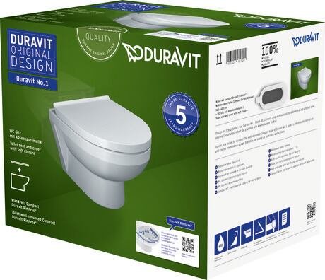 Vaso Sospeso senza brida a cacciata con sedile soft close bianco No1 45620900A1 Duravit