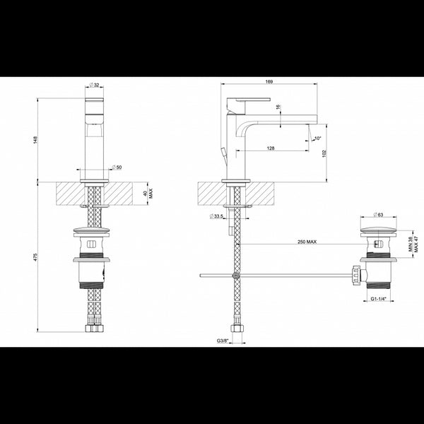 Gessi Emporio Via Manzoni Set miscelatori Lavabo Bidet E Vasca esterno Cromo