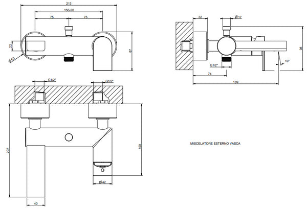 Gessi Emporio Via Manzoni Set miscelatori Lavabo Bidet E Vasca esterno Cromo