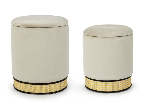 Bizzotto Milena Set 2 Pouf Contenitori effetto velluto naturale 0720693