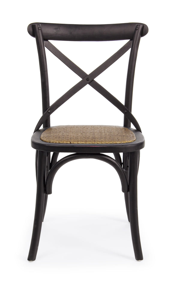 Andrea Bizzotto Cross Country sedia in rattan naturale e legno nero 0743234