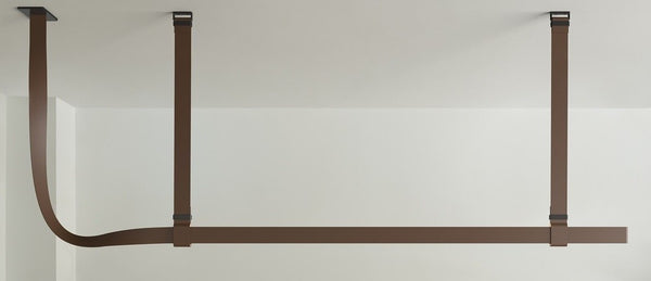 Flos Belt Lampada 200x150 sospesa in Pelle Naturale spenta, dettaglio del corpo lampada e dei materiali