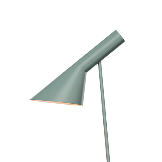 Louis Poulsen AJ Floor Lampada Da pavimento Petrolio pallido spenta, dettaglio del corpo lampada e dei materiali