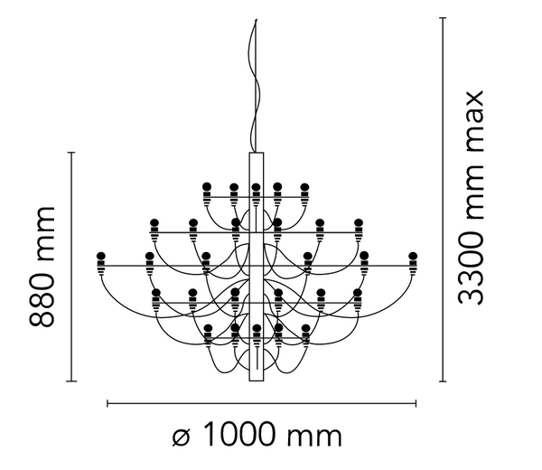 Flos 2097/50 Clear Bulbs Lampadario 100 cm a bulbi accesa in ambiente, design e diffusione della luce