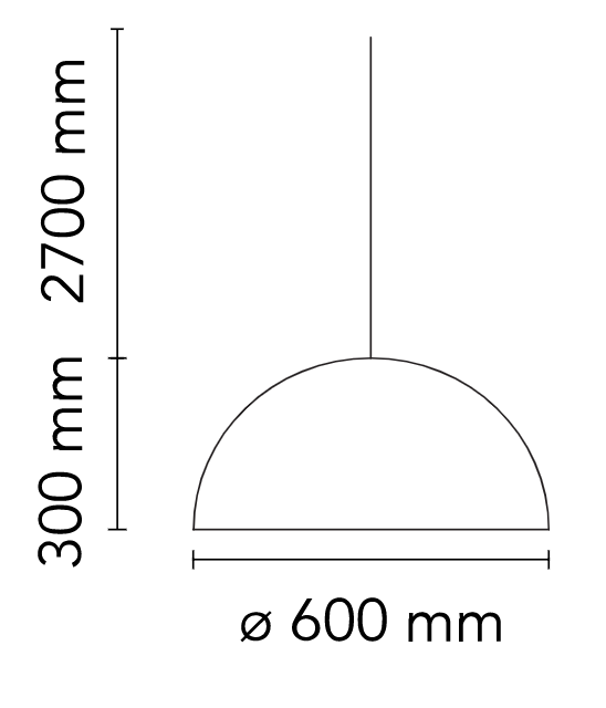 Flos Skygarden 1 Lampada 60 cm sospesa Nero lucido, vista posteriore con attacco elettrico
