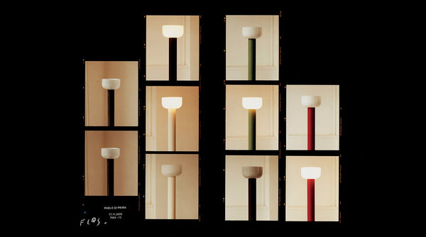 Flos Bellhop Floor Lampada da pavimento rosso mattone con base in cemento