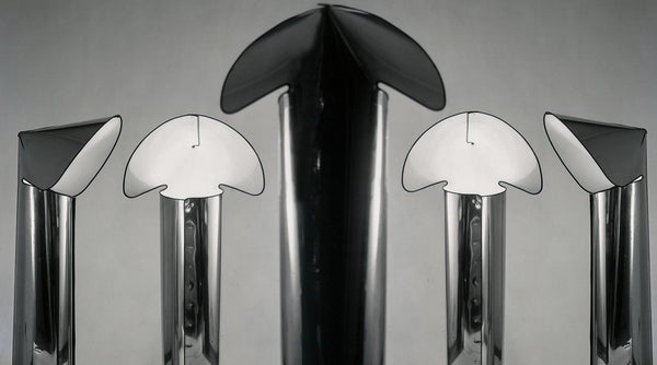 Flos Chiara Floor lampada Da pavimento H.145 cm in acciaio inox con bordi neri