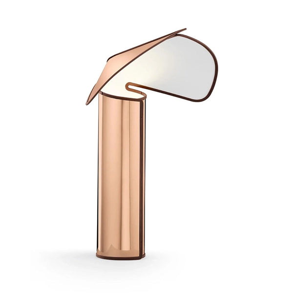 Flos Chiara Table Lampada da tavolo 41 cm in alluminio Pink Gold con bordo ossido rosso
