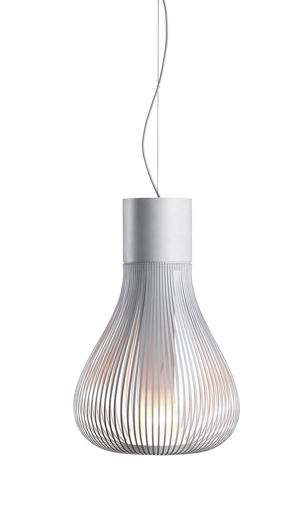 Flos Chasen Lampada a sospensione 48 cm a luce diffusa in vetro borosilicato e acciaio bianco