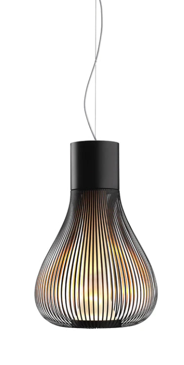 Flos Chasen Lampada a sospensione 48 cm a luce diffusa in vetro borosilicato e acciaio nero
