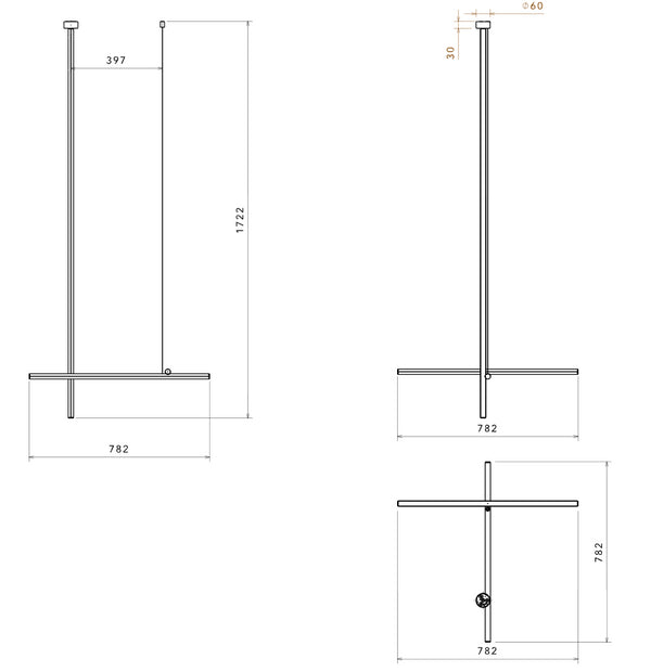 Flos Coordinates Ceiling 1 Long CL III Lampada led A Sospensione Argent Moon