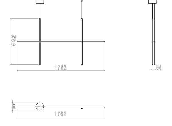 Flos Coordinates Suspension 2 Lampada sospesa 176 H.92 alluminio Anodized Champagne