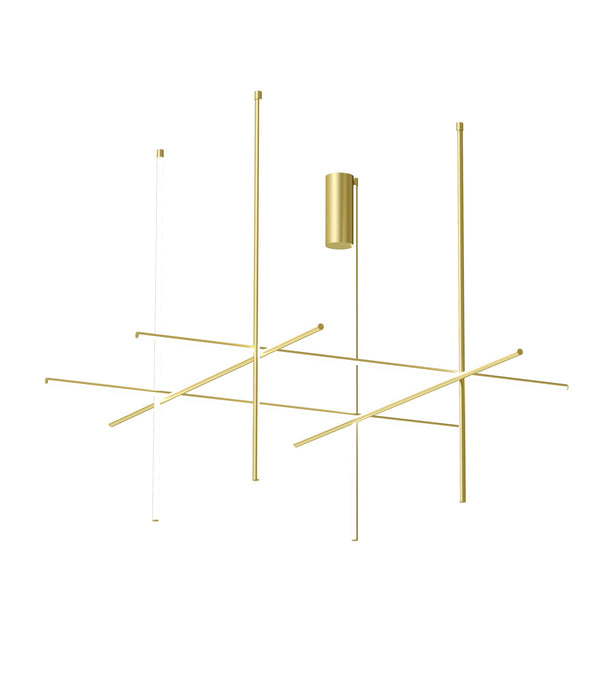 Flos Coordinates Ceiling 4 Long Lampada sospesa 176x144 alluminio Anodizzato Champagne
