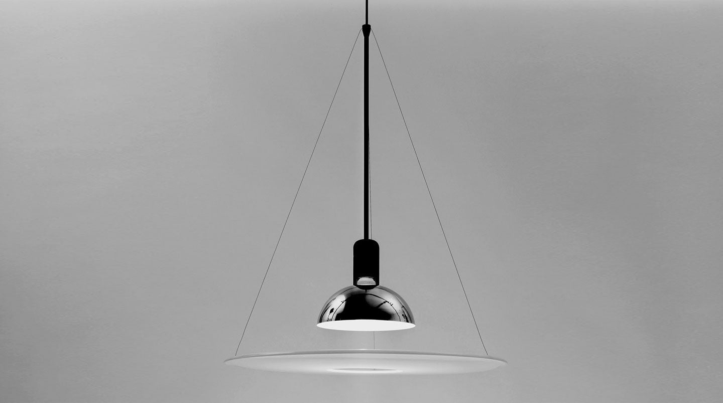 Flos Frisbi Lampada Sospesa A Luce Diretta/Diffusa/Riflessa Diffusore Opalino E Riflettore Cromo