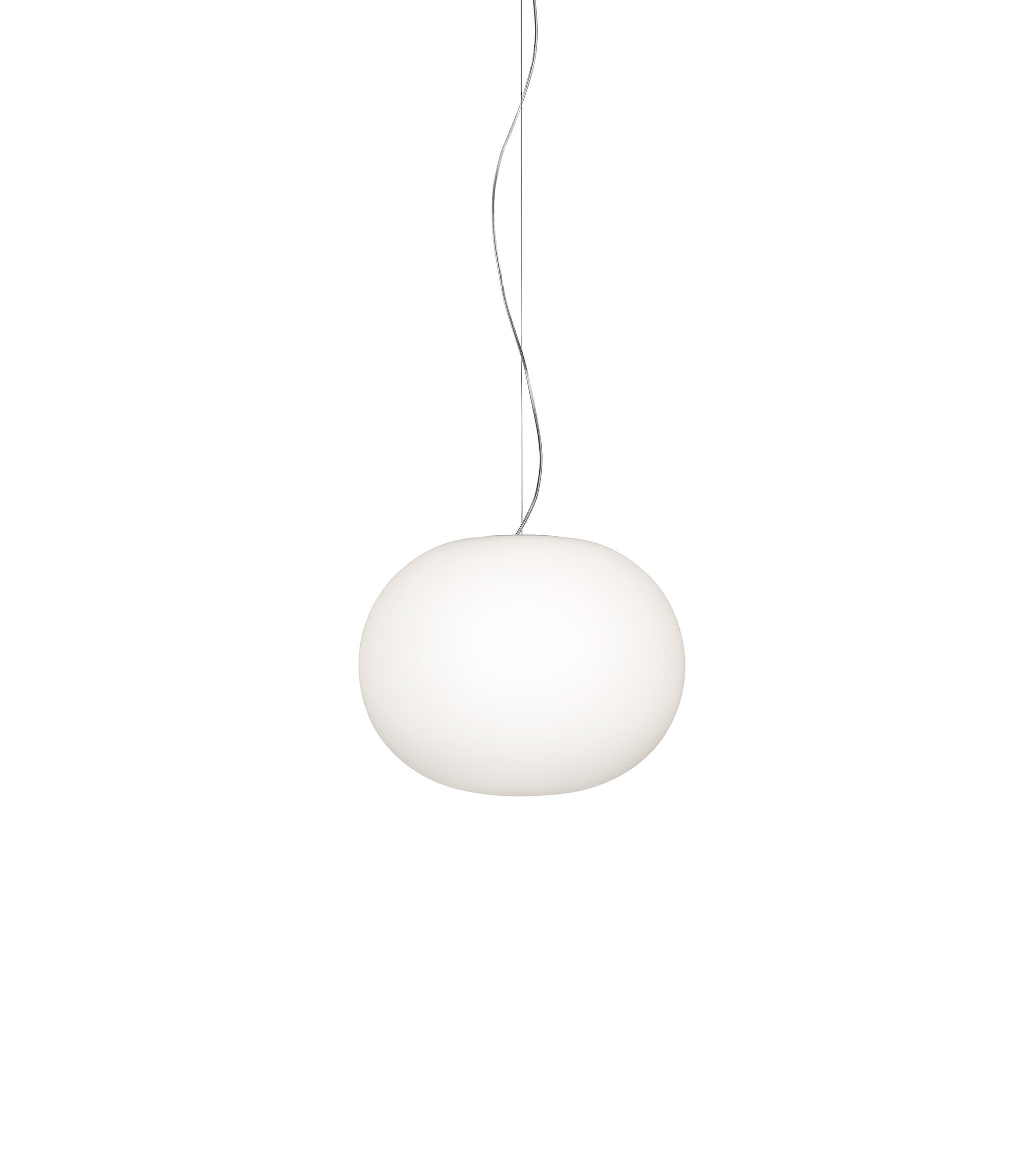 Flos Glo-Ball Suspension 2 Lampada a Sospensione 45 cm a luce diffusa in acciaio e vetro soffiato Bianco