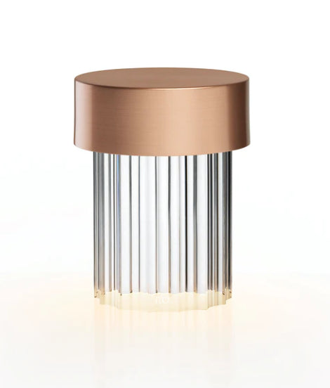 Flos Last Order Fluted Lampada Da Tavolo ricaricabile cristallo scanalato Rame Satinato