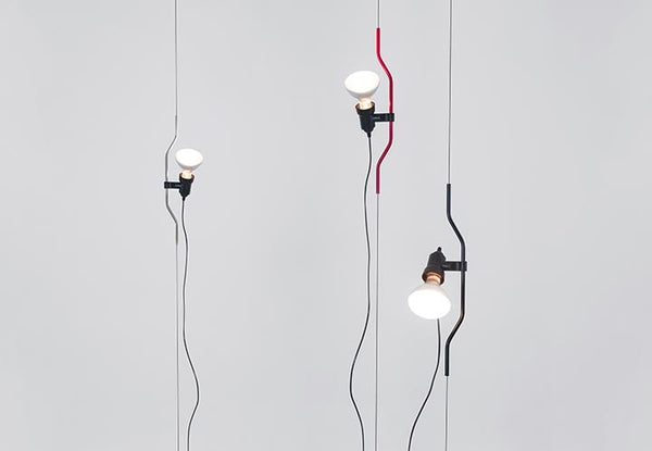 Flos Parentesi Dimmer Lampada sospesa a luce diretta con dimmer e movimento verticale del corpo in acciaio Nickel