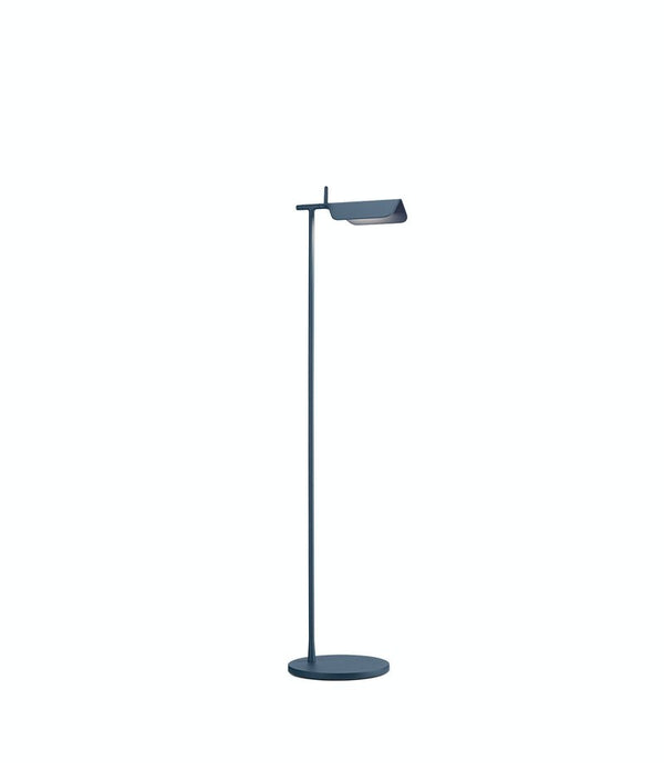 Flos Tab Floor Lampada a pavimento Blue Matt orientabile, vista posteriore con attacco elettrico